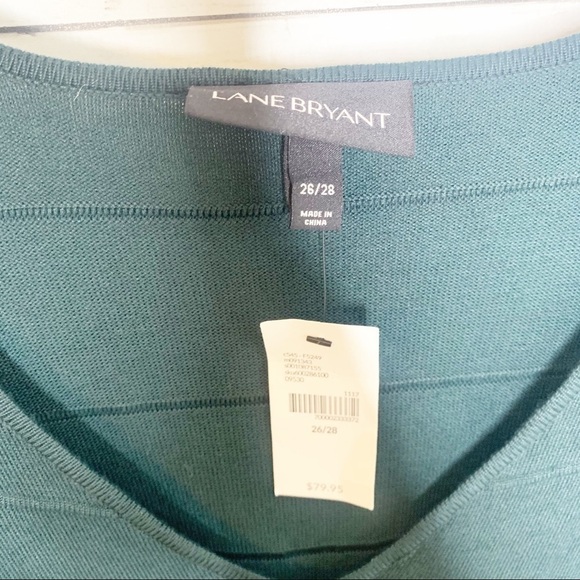 Lane Bryant Green Knit Ribbed Sheath Work Wedding Guest Dress Size 26/28 - Picture 5 of 10